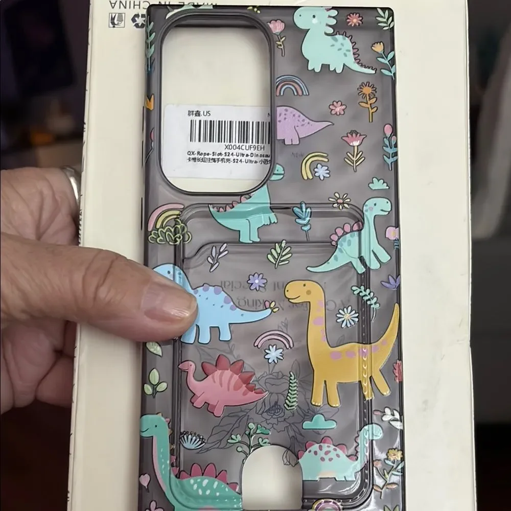 QX Rope Slot Samsung Galaxy S24 Ultra Dinosaur case with rope slots. NWT